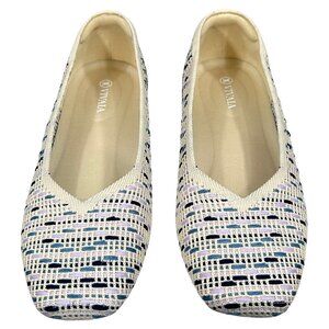 Vivaia NWOB Margot 2.0 Blue White Slip-On Walking Ballet Flats Size 9.5
